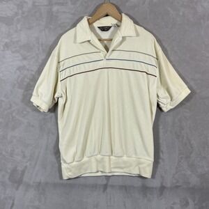 Vintage 70s 80s Sears Sportswear Velour Polo Shirt Mens L Retro Hippie Disco